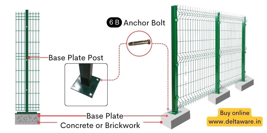 Buy Base Plate post type TATA Wiron 3D Weldmesh Fence online on Deltware.in